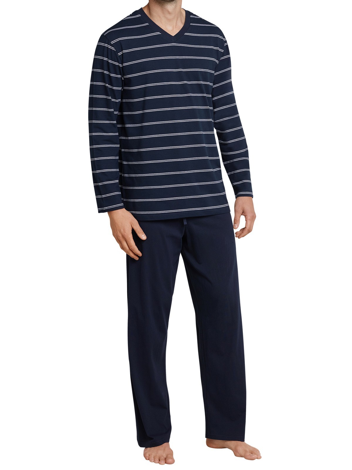 lang royal dunkelblau Pyjama Schiesser Herren Schlafanzug